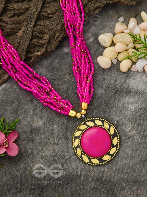 The Timeless Elegance- Beautiful Beaded Neckpiece (Magenta)