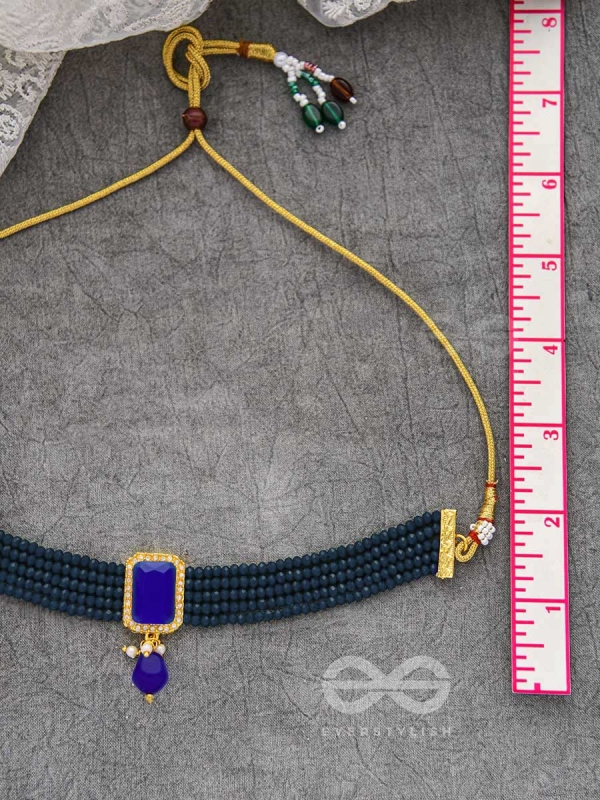 The mystical magnificence - set of statement choker and earrings ( Prussian Blue)