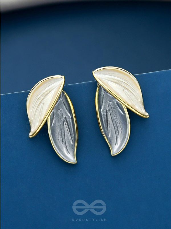 PETALS PANACHE- GOLDEN ENAMELLED EARRINGS (SKY BLUE)