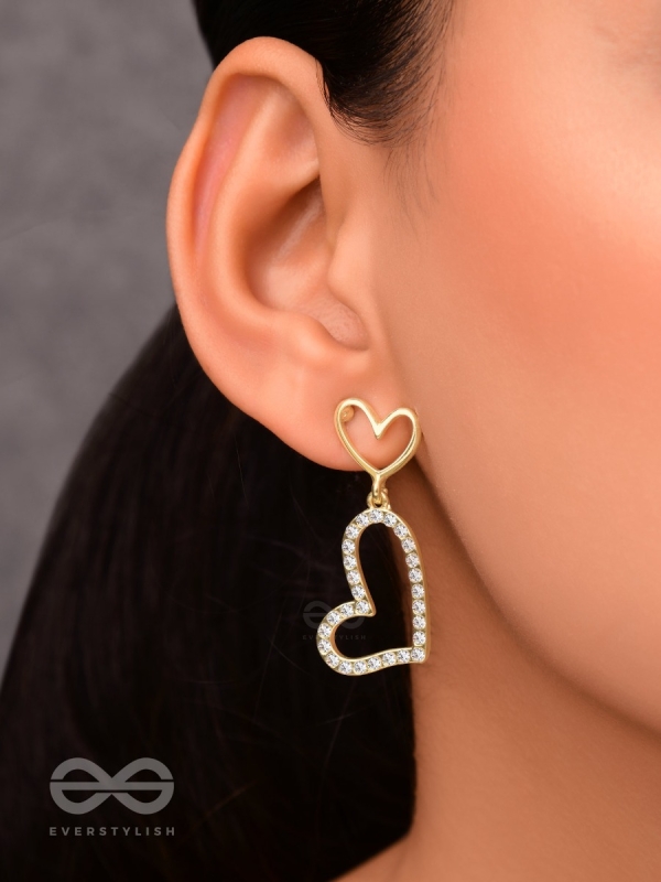 Radiant at Heart- CZ Stones Studded Golden Earrings