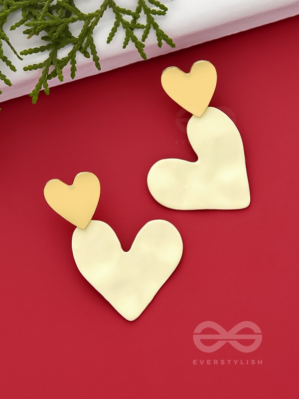 Cross My Heart- Golden Heart-Shaped Earrings