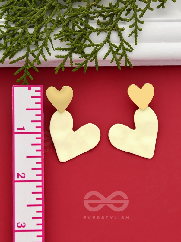 Cross My Heart- Golden Heart-Shaped Earrings