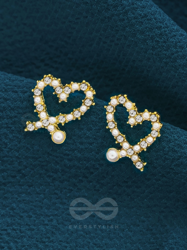 Little Hearts- Golden Beads Earrings