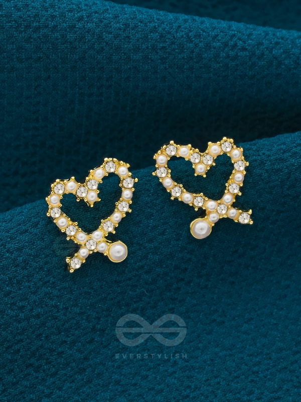 Little Hearts- Golden Beads Earrings