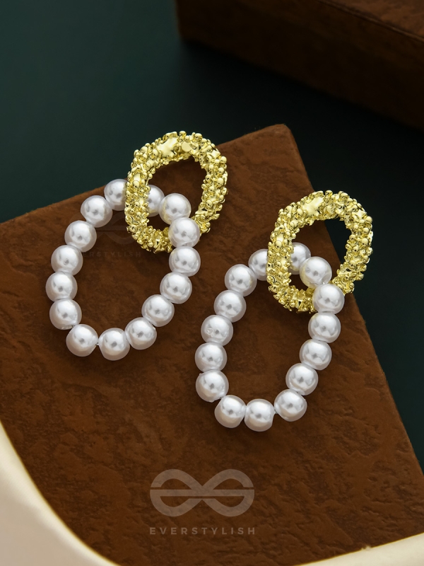 Sun n Moon- Golden Pearl Earrings