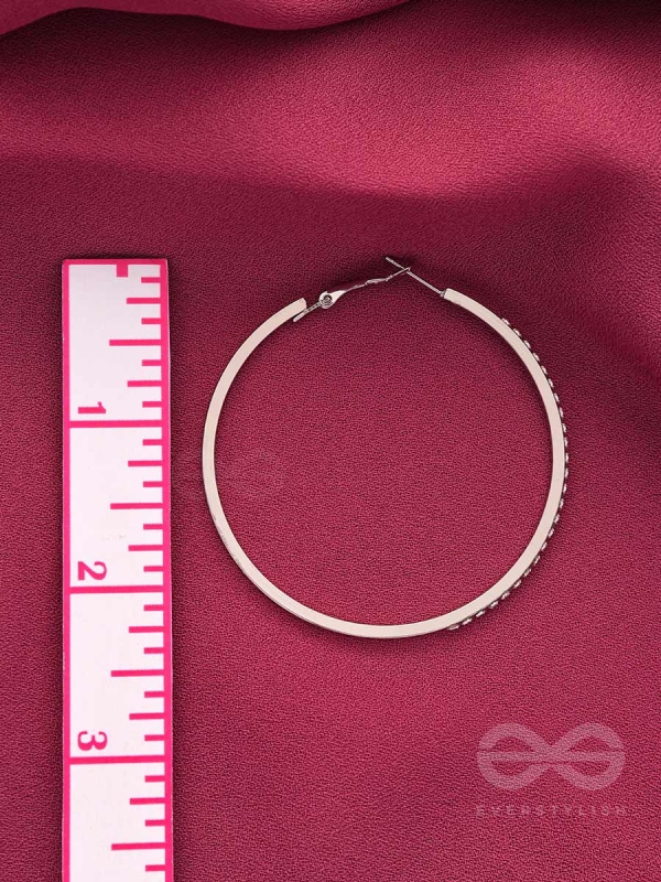 The Ring of Light- Silver Rhinestones Hoop Earrings