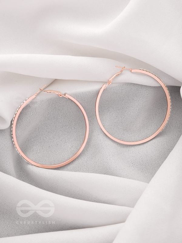 The Ring of Light- Rose Gold Rhinestones Hoop Earrings