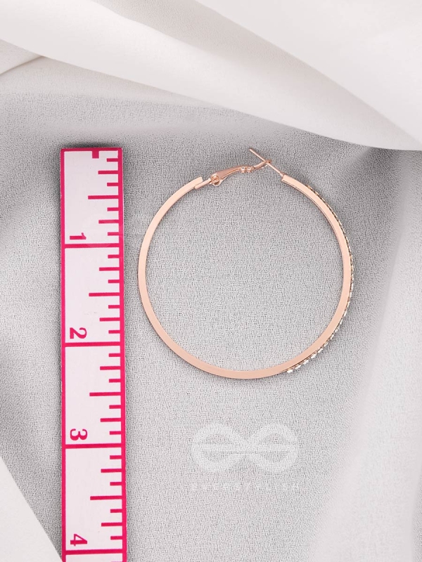 The Ring of Light- Rose Gold Rhinestones Hoop Earrings