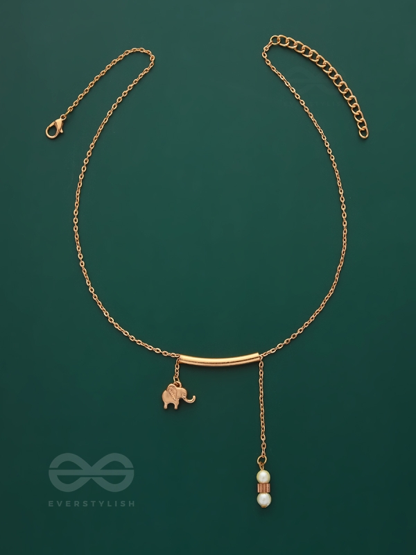 The Ivory Dreamcatcher- Golden Bead Necklace With Anti-Tarnish Coating 
