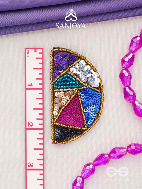  ARDHATTA- THE ALLURING HALVES- SEQUINS AND BEADS EMBROIDERED EARRINGS (Multicoloured)