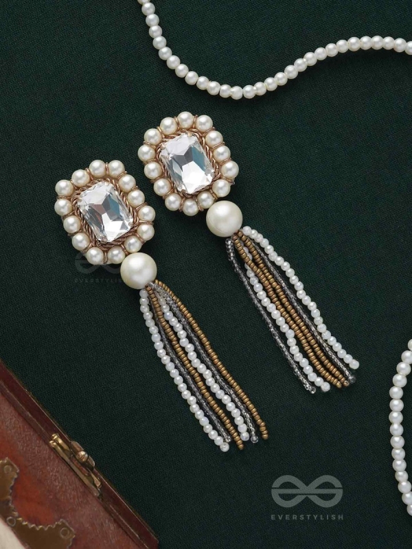 Anavarna- The Fair n Beautiful- Stone, Pearls and Beads Embroidered Earrings (Copper Brown)