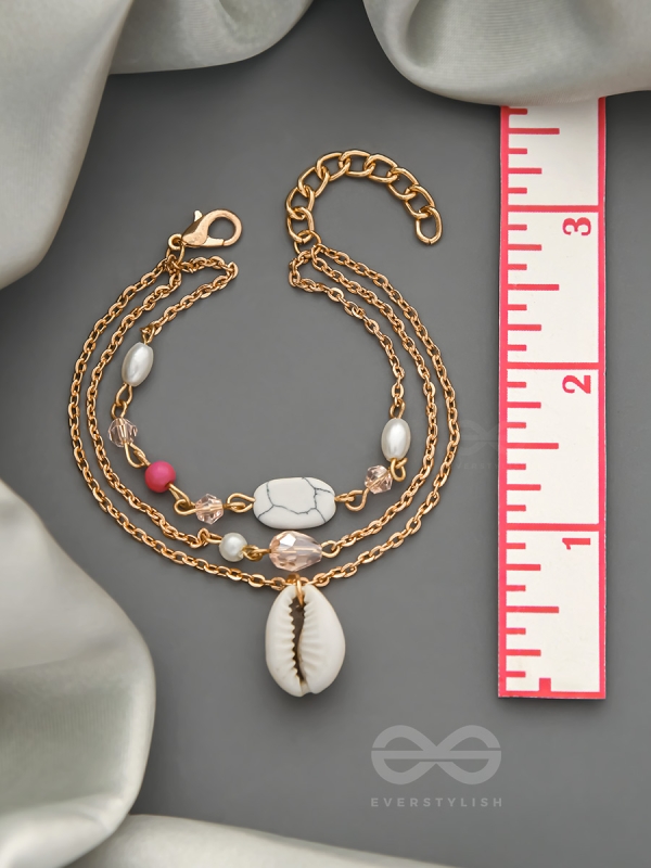 The Shell Galaxy- Golden Three Layered Bracelet