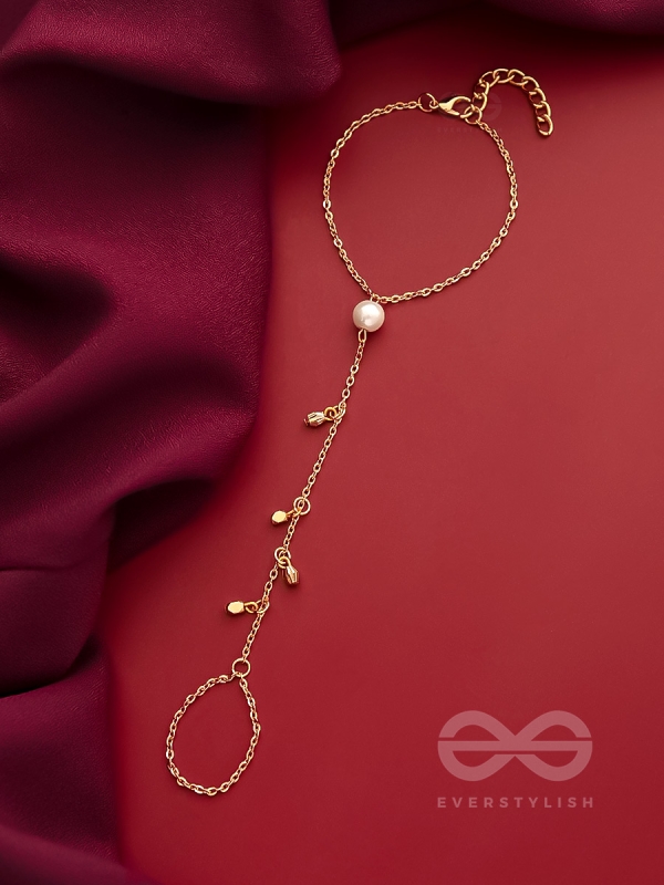 The String of Luck- Golden Pearl Hand Harness Bracelet