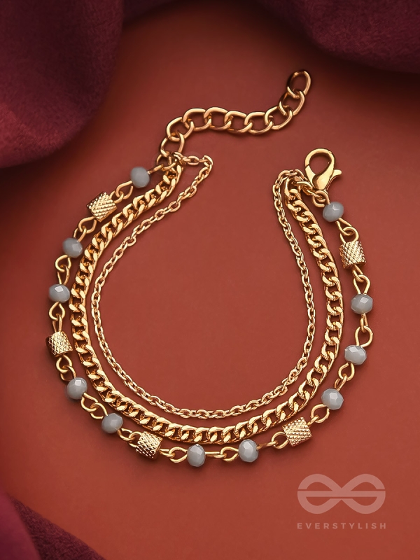 Three's the Charm-  Golden Beads Layered Bracelet