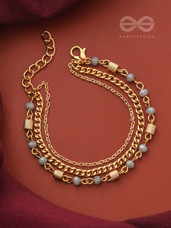 Three's the Charm-  Golden Beads Layered Bracelet