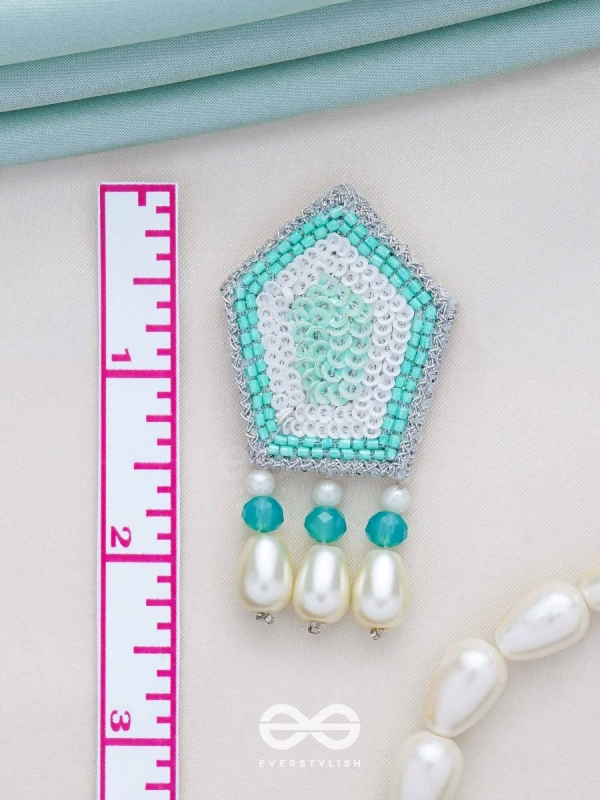 Avisha- The Blue Ocean- Sequins and Pearl Drops Embroidered Earrings
