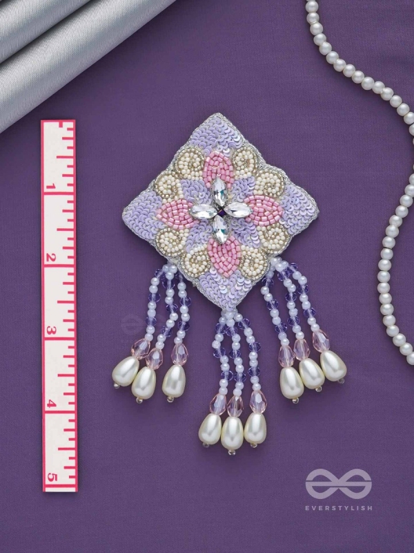 Chatushka- The Graceful Square- Sequins, Stones and Glass Beads Embroidered Earrings 