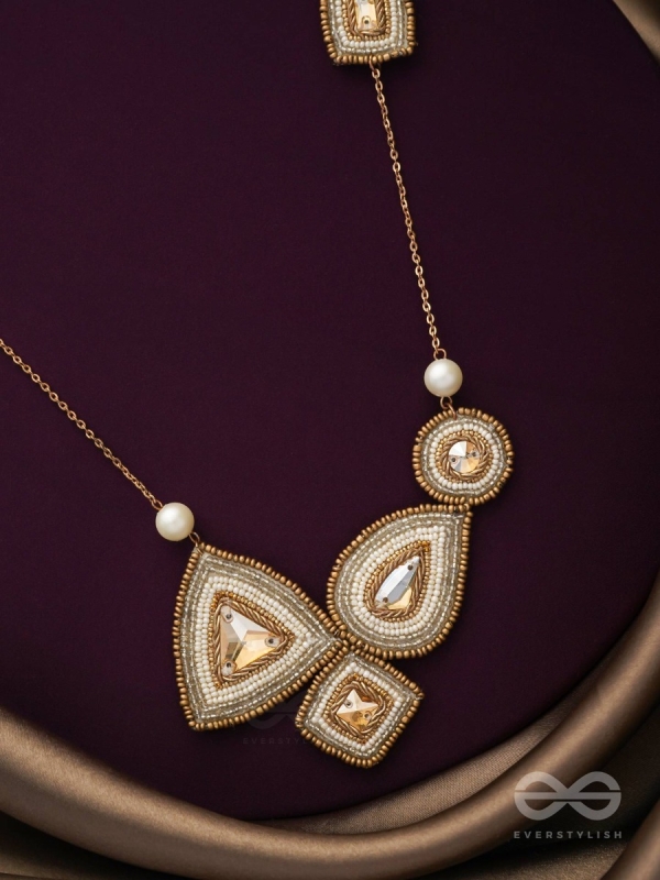 Dwista- The Copper Beauty- Beads And Stones Embroidered Necklace With Anti-Tarnish Coating 