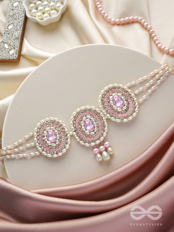 Avaarya- The Enchanting- Stones, Pearls and Sequins Embroidered Choker Necklace 
