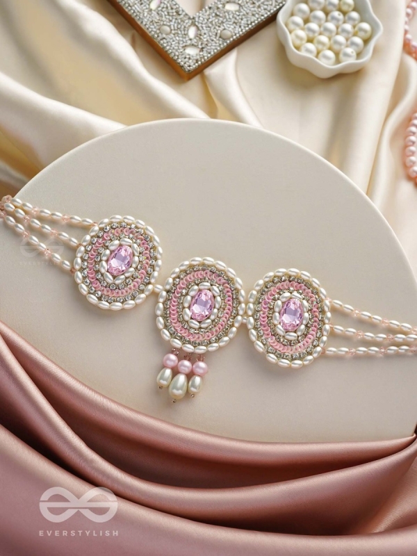 Avaarya- The Enchanting- Stones, Pearls and Sequins Embroidered Choker Necklace 