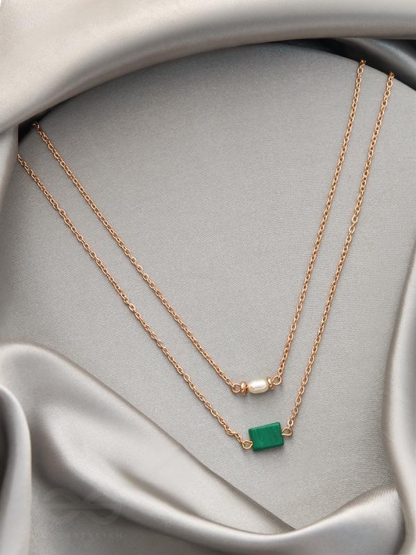 The Jade Shadow- Golden Layered Necklace With Anti-Tarnish Coating 