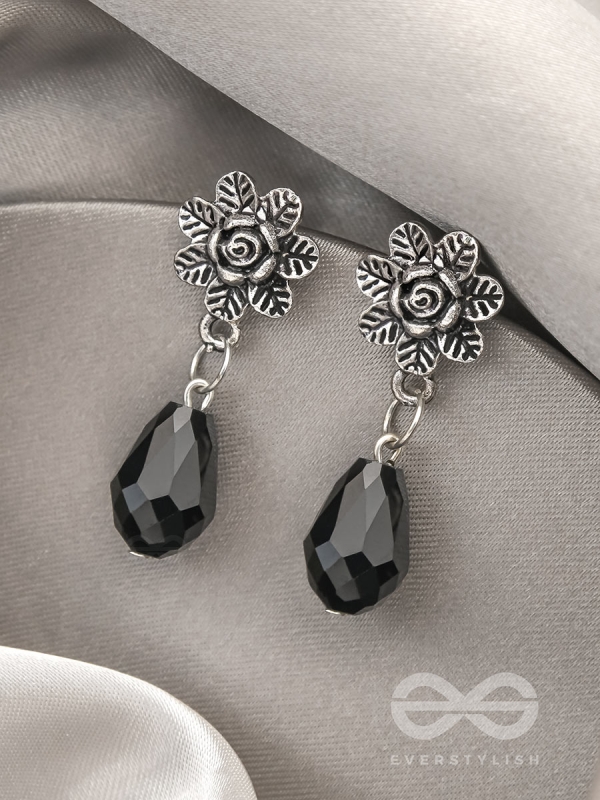 The Frosted Flower- Tiny Trinket Earrings (Ebony Black)