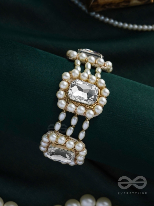 Bhaamin- The Blazing Light- Stone and Dabka Embroidered Bracelet