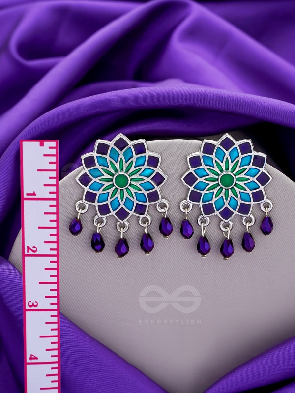 The Midnight Sun- Silver Enamelled Earrings