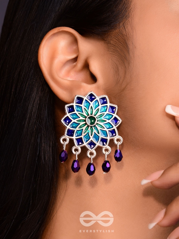 The Midnight Sun- Silver Enamelled Earrings