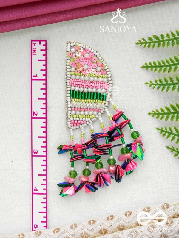 Unmish - The Budding Blossoms - Beads, Cutdana And Sequins Hand Embroidered Earrings