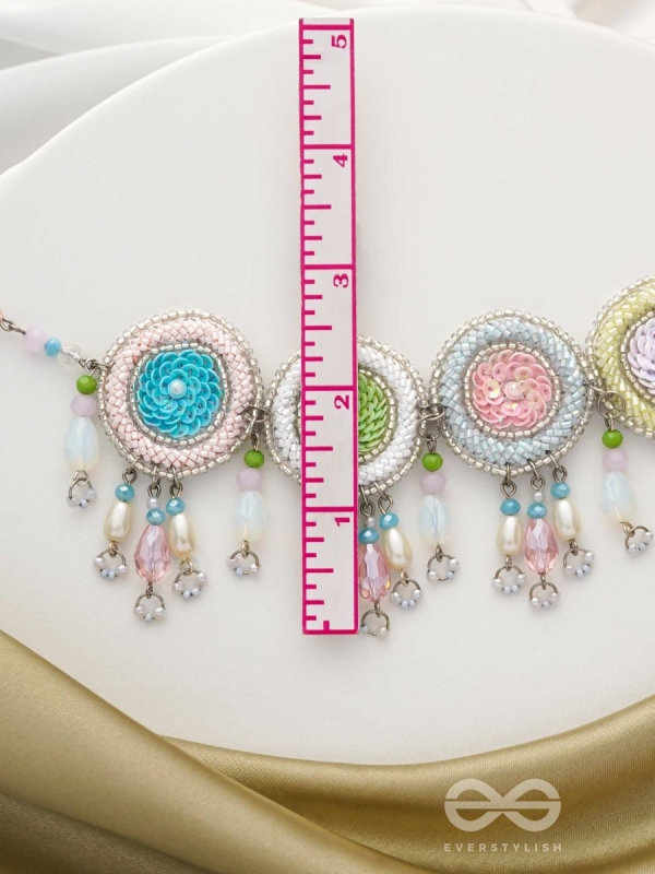 Dhyatva - The Colorful Reflections - Sequins, Glass Drops And Cutdana Hand Embroidered Choker Neckpiece