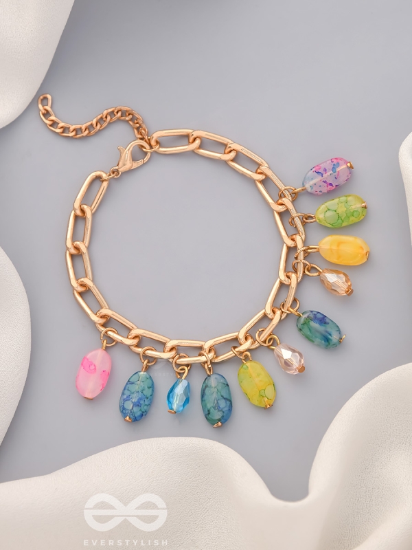 The Rainbow Drops- Golden Embellished Bracelet