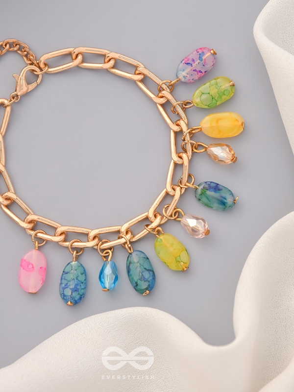 The Rainbow Drops- Golden Embellished Bracelet