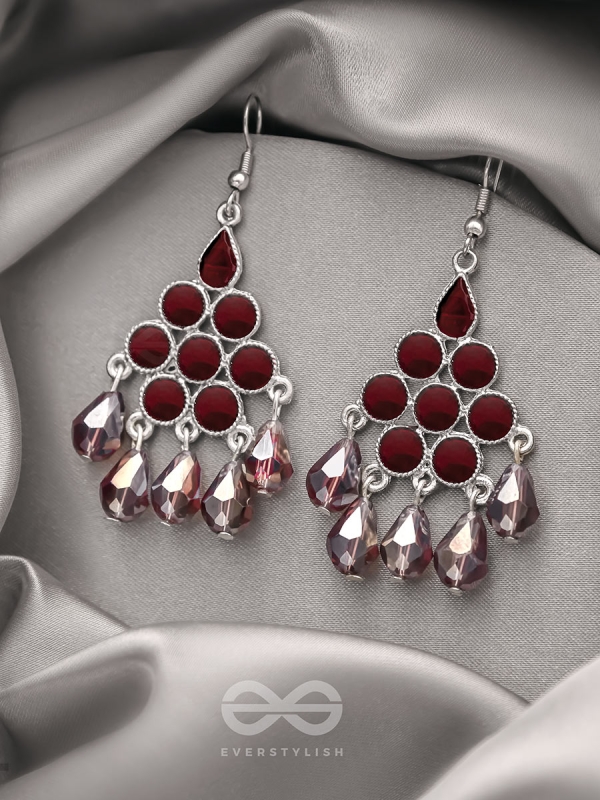 The Maroon Haze- Oxidised Glass Beads Earrings