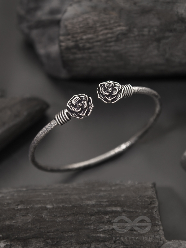 Rosa Mystica- Oxidised Bangle Bracelet