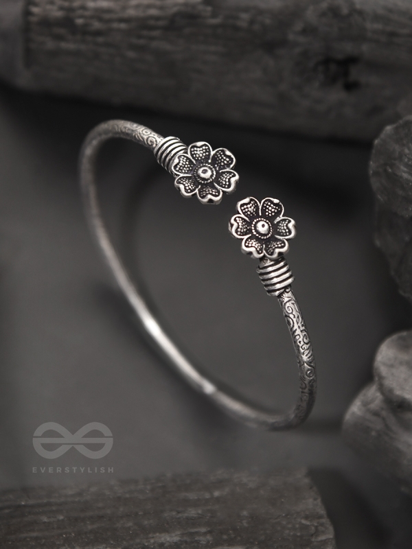 Shrinking Violets- Oxidised Bangle Bracelet