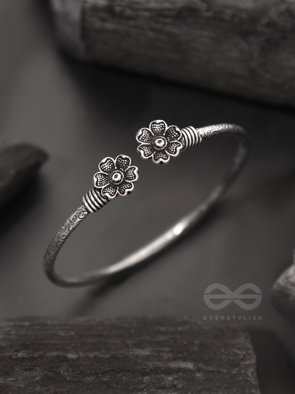 Shrinking Violets- Oxidised Bangle Bracelet