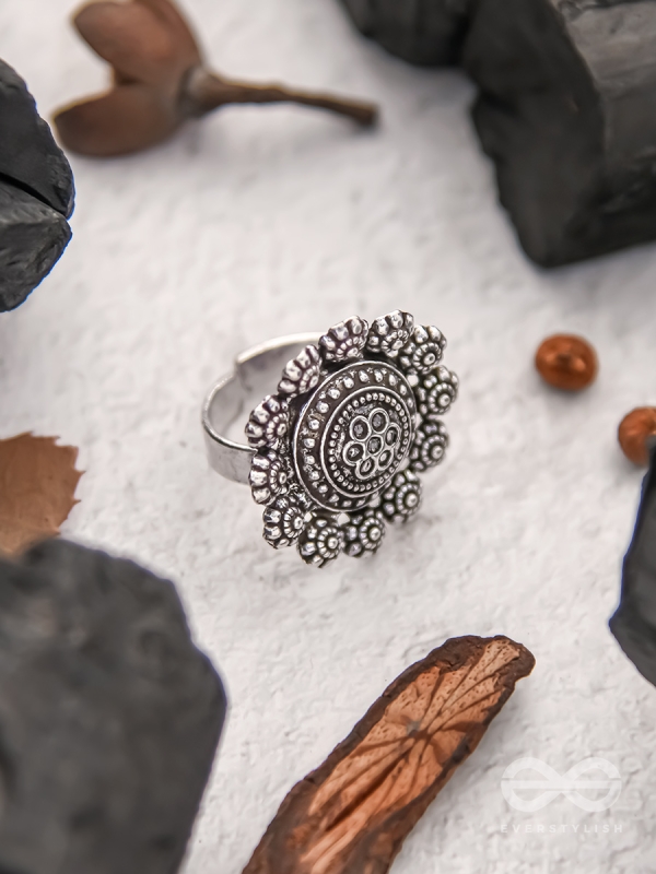 Bed of Roses- Oxidised Statement Ring