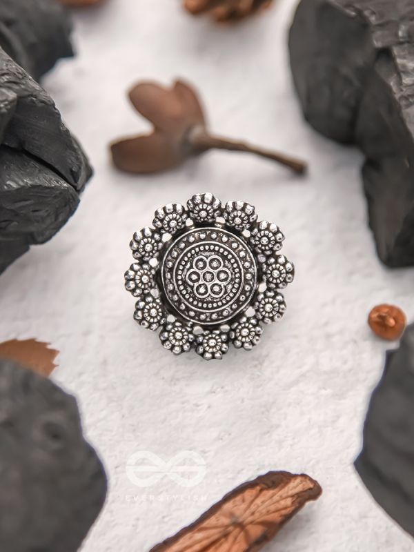 Bed of Roses- Oxidised Statement Ring