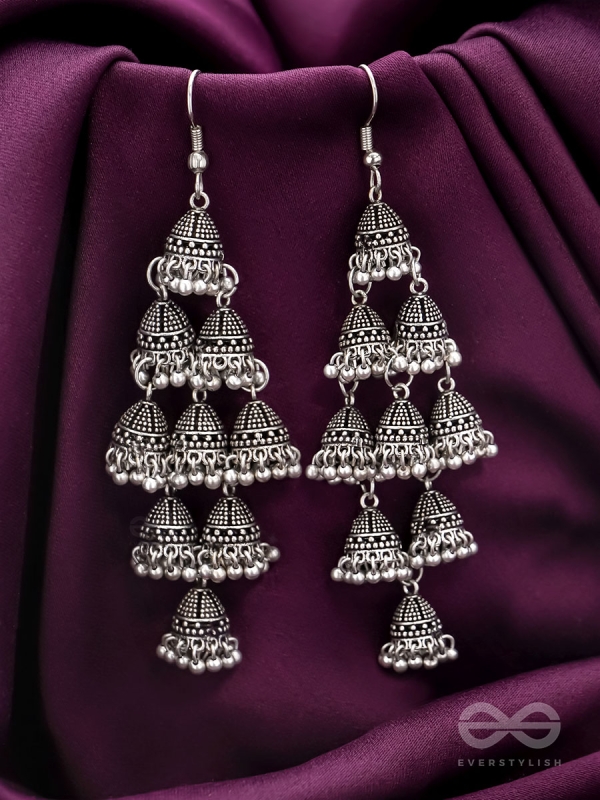 The Sheeny Web- Oxidised Statement Earrings