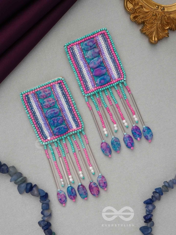 Adhvan- The Stony Path- Stones, Sequins and Beads Embroidered Earrings
