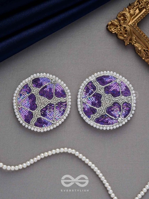 Samstara- Adorned with Flowers- Stones, Beads and Sequins Embroidered Earrings