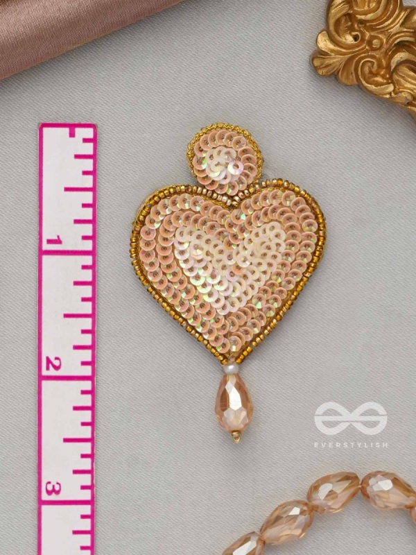Girika- The Golden Heart- Sequins, Glass Drops & Beads Embroidered Earrings