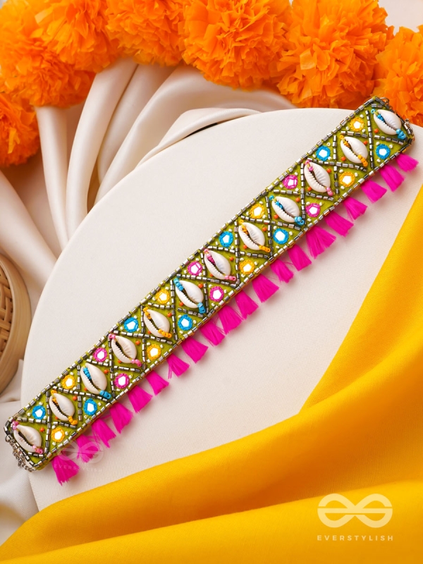 Dyotana - The Sparkling Colors - Shells, Resham And Mirror Hand Embroidered Choker Neckpiece