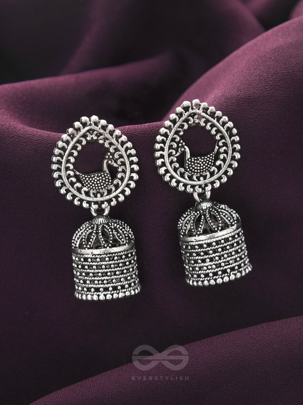 The Heavenly Swing- Oxidised Jhumka Earrings