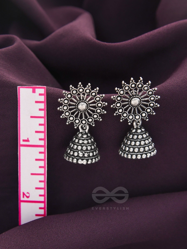 The Silver Sunbeams- Oxidised Jhumka Earrings