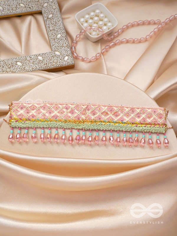 Maanikya- The Pink Wonder- Sequins and Beads Embroidered Choker Necklace