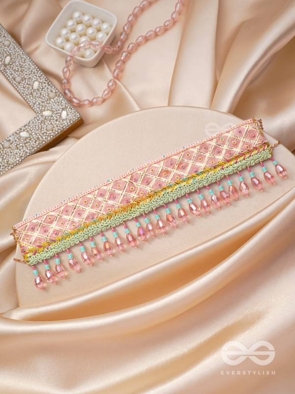 Maanikya- The Pink Wonder- Sequins and Beads Embroidered Choker Necklace