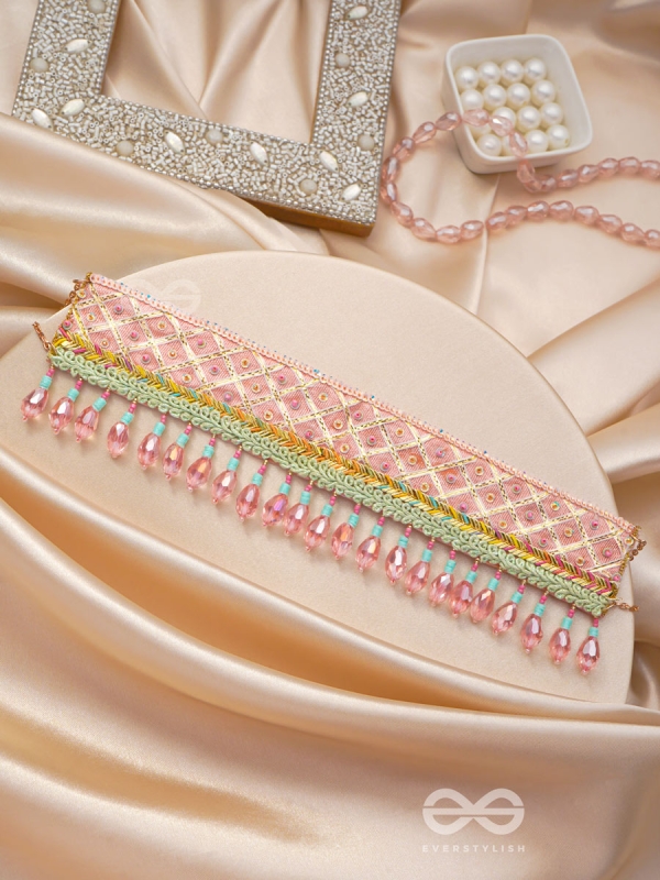 Maanikya- The Pink Wonder- Sequins and Beads Embroidered Choker Necklace