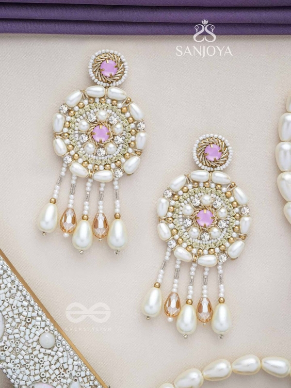 Valaaya- The Decorated Spheres- Pearl and Stone Embroidered Earrings